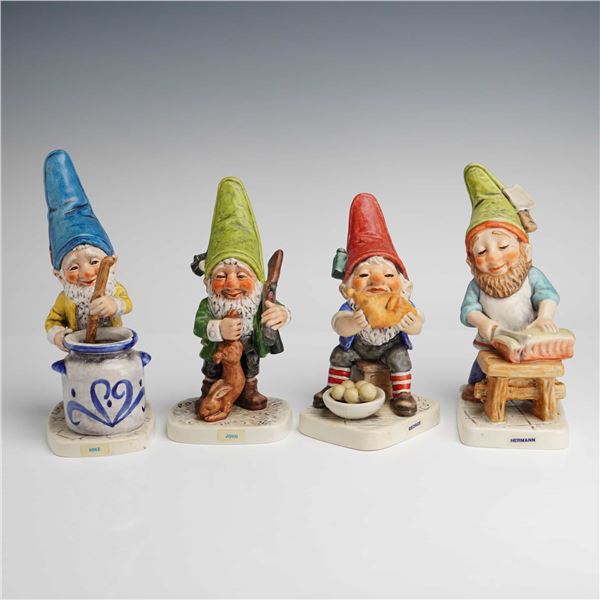 Goebel Co-Boy Gnome Porcelain Figurine Collection, Set of 4 Tradesmen, circa 1970-1979