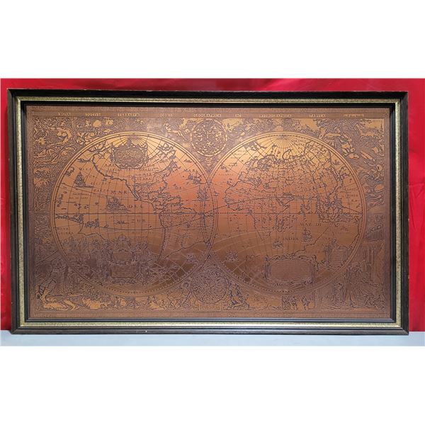 Etched Copper World Map