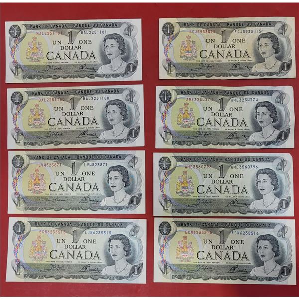 Lot of 1970s Canadian $1 Bills