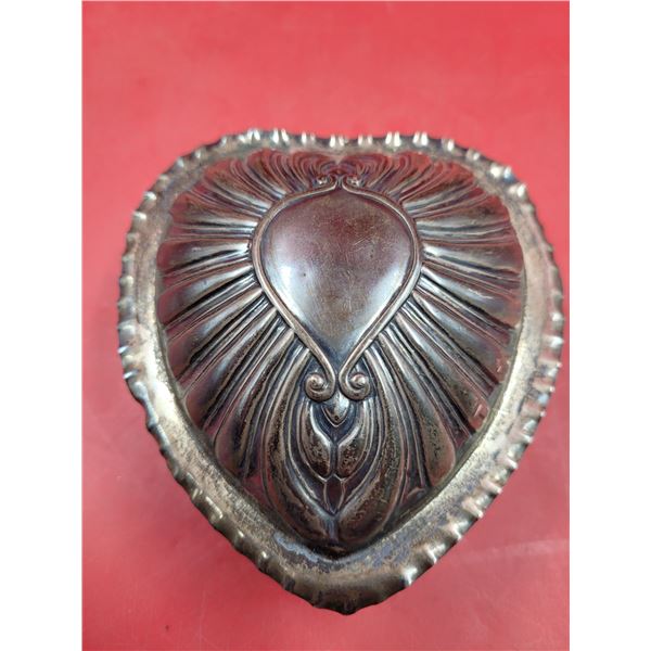 Sterling Heart-Shaped Trinket Box