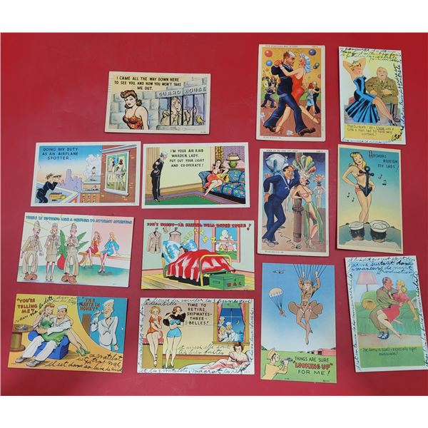 Lot of 1940s Risque Wartime Postcards