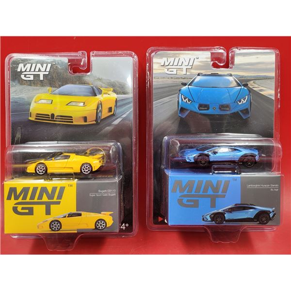 2 Mini GT Lamborghini Huracan Sterrato & Bugatti EB1,10