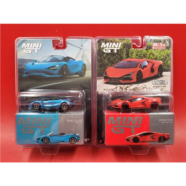 2 Mini GT McLaren 750S Spider & Lamborghini Revuelto