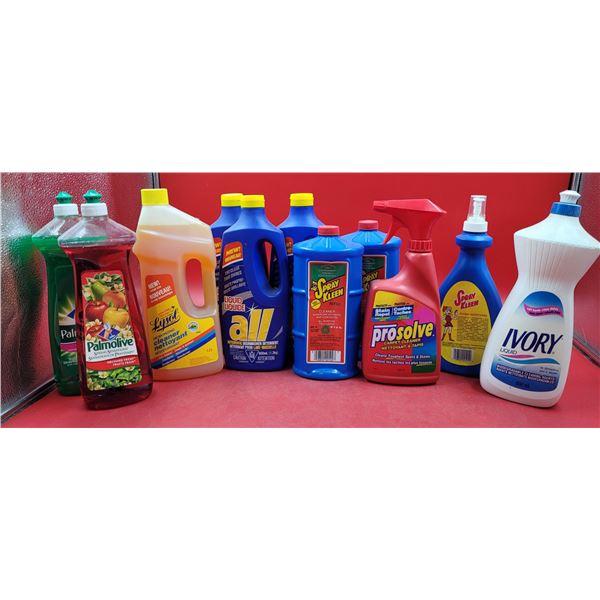 Lot of Cleaning Products w/ Palmolive Soap, Lysol Cleaner, & More