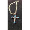Image 1 : 925 Sterling Chain w/ Turquoise Cross
