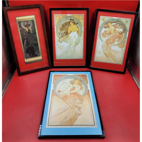 4 Framed Art Nouveau Style Prints