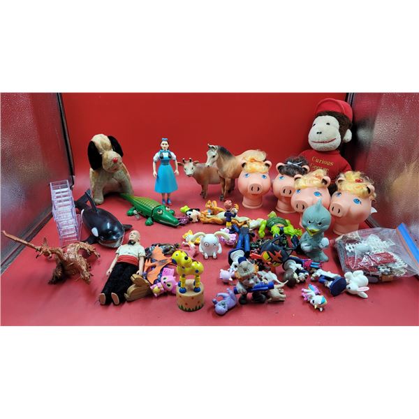 Lot of Assorted VTG Toys w/ Curious George Plush, Dorothy Figure, & More