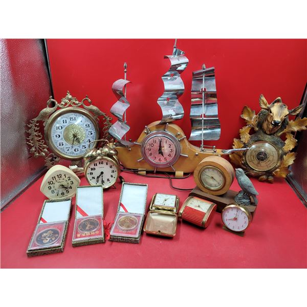 Lot of Assorted Clocks & 3 Chinese Medals