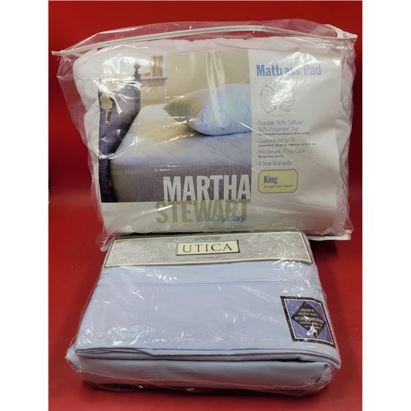 Martha Stewart King Mattress Pad & Fitted King Sheet