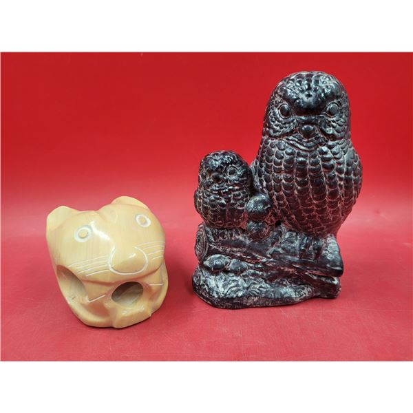 2 Hand-Carved Stone Animal Figurines