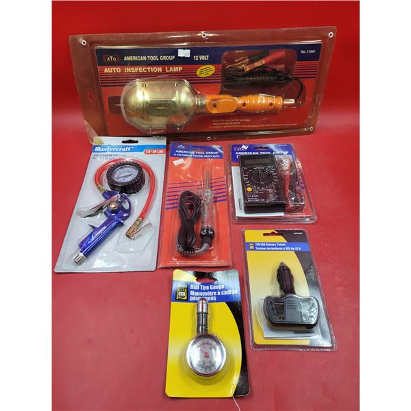 Testers (Circuit, Battery), Dial Tire Gauge, Tire Inflation Tool, Digital Multimeter, & Auto Inspect