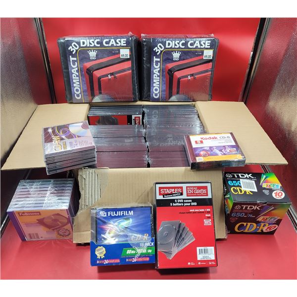 Lot of CD-R Discs, Jewel Cases, & Soft CD Cases