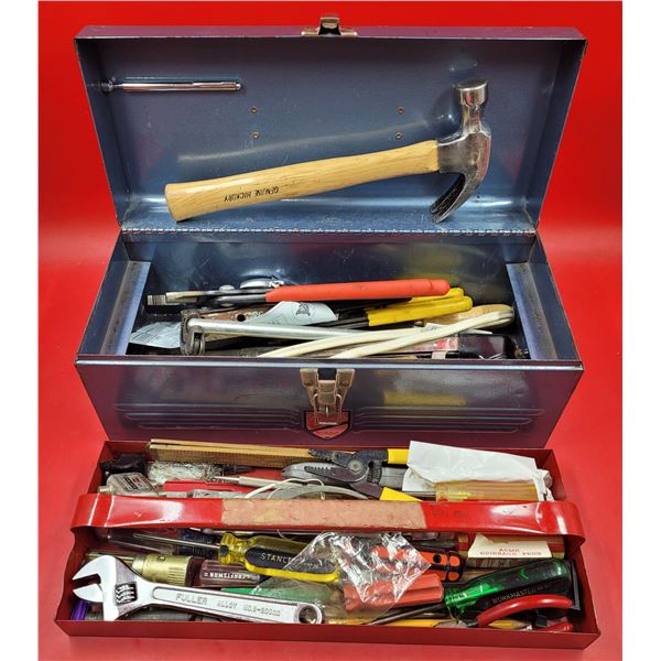 Metal Beach Toolbox w/ Assorted Tools