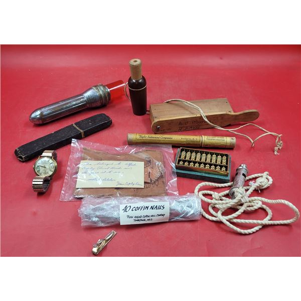 VTG Smalls Lot w/ Coffin Nails, Mini Abacus, Whistle, & More