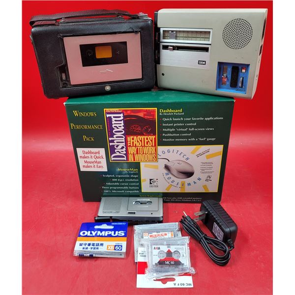 VTG Electronics Lot w/ Microcassette Recorder, Windows Performance Pack, IBM Dictation Unit, & More