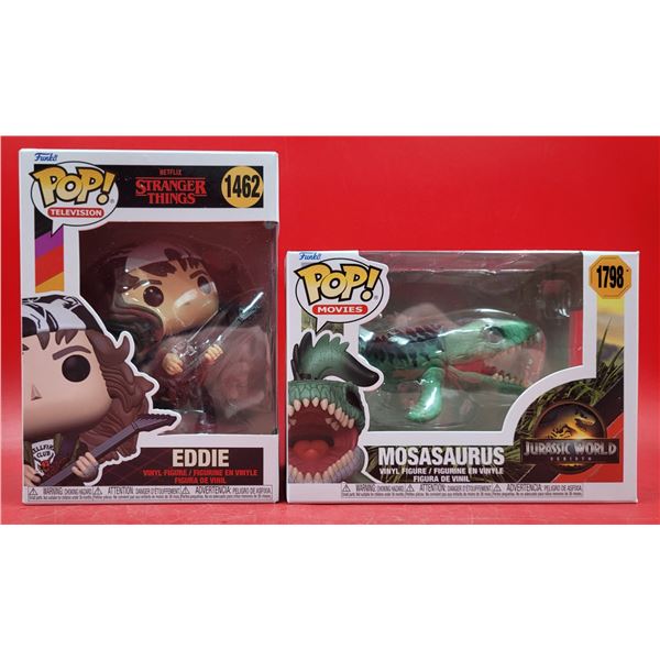 2 Funko Pop! Vinyl Figures (Stranger Things Eddie & Jurassic World Mosasaurus)