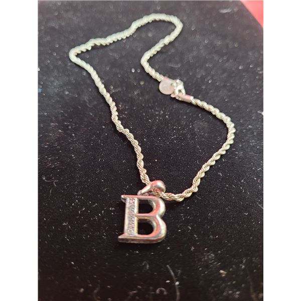 925 Sterling Rope Chain & Letter B Pendant