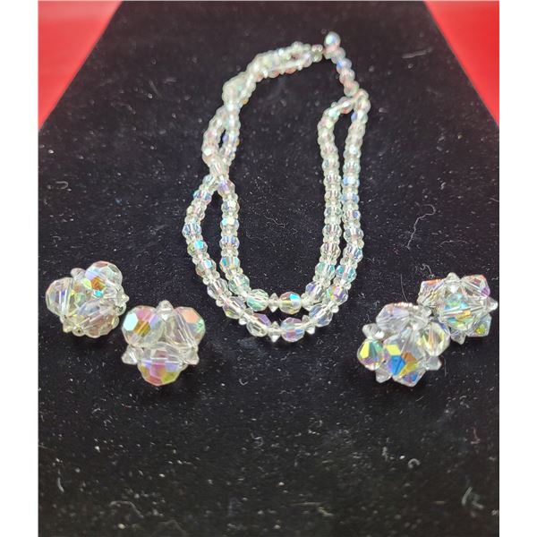 VTG Marrella Double Strand Crystal Bead Necklace & Earrings