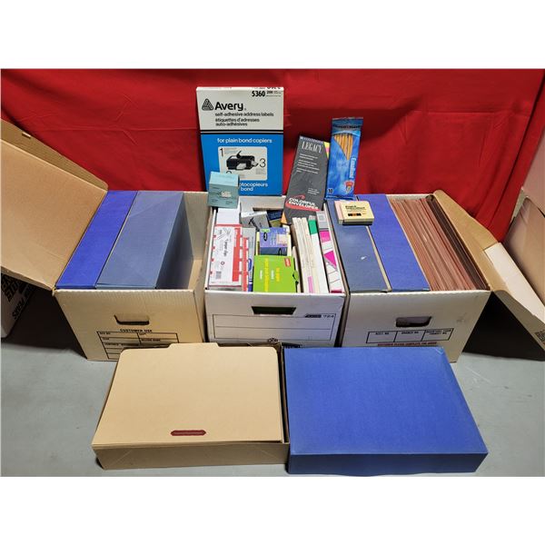 Lot of Office Supplies w/ Pencils, Fax Paper, Colorful Envelopes, Address Labels, & More