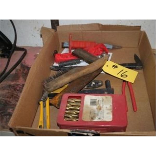 DRILL BITS, PRY BAR, WIRE BRUSH, PUNCH, RIVET GUN