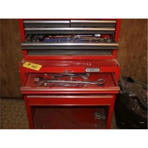 STANLEY 8 DRAWER TOOL CHEST C/W SOCKETS, WRENCHES, HAMMERS, SCREWDRIVERS