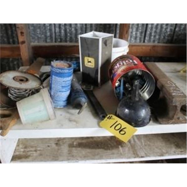 WIRE, SAW, AXE, GREASE GUN, MISC WRENCHES & HYDRAULIC FITTINGS