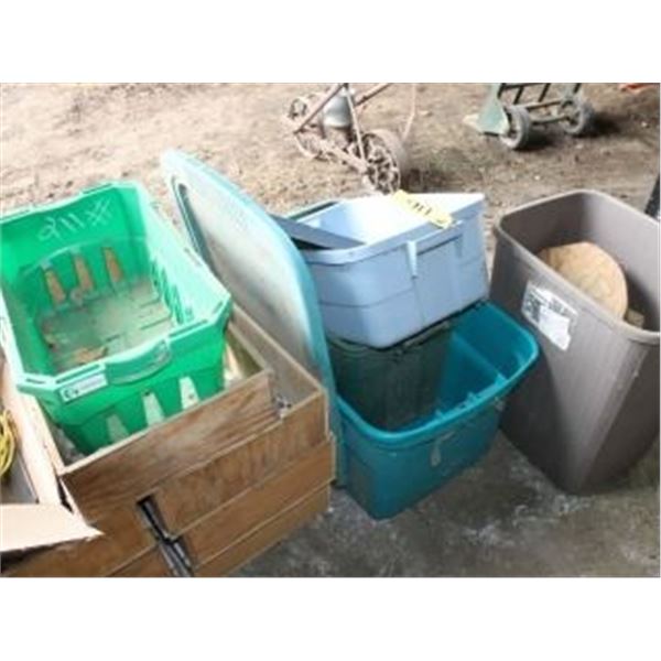 PLASTIC TUBS, WOODEN BOXES