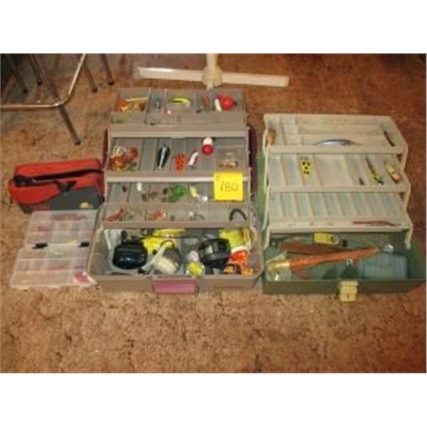 2 TACKLE BOXES & CONTENTS, 3 SMALL TACKLE SETS