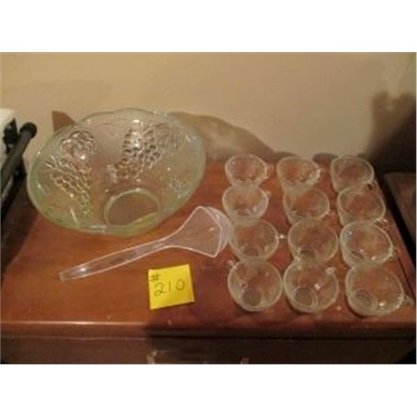 PUNCH BOWL C/W 12 CUPS & LADDLE