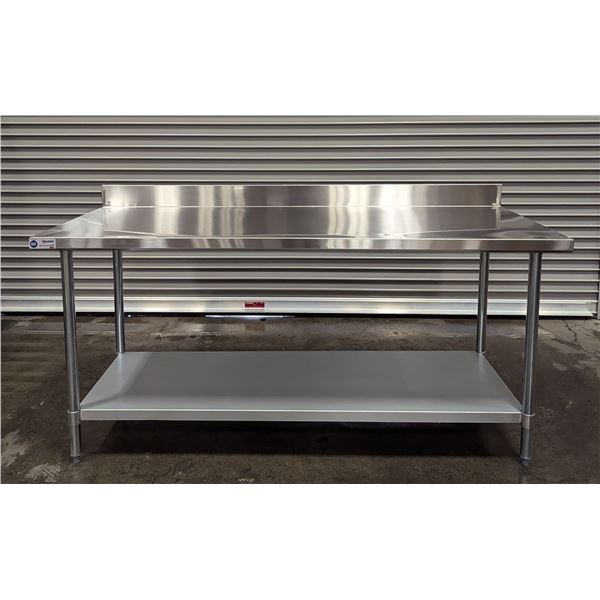 72" x 30" Stainless Steel Work Table with 4" Backsplash, Omcan 22090