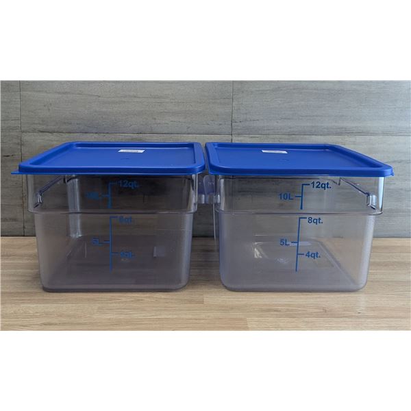12qt Clear Food Storage Bins w/Blue Lids - Lot of 2