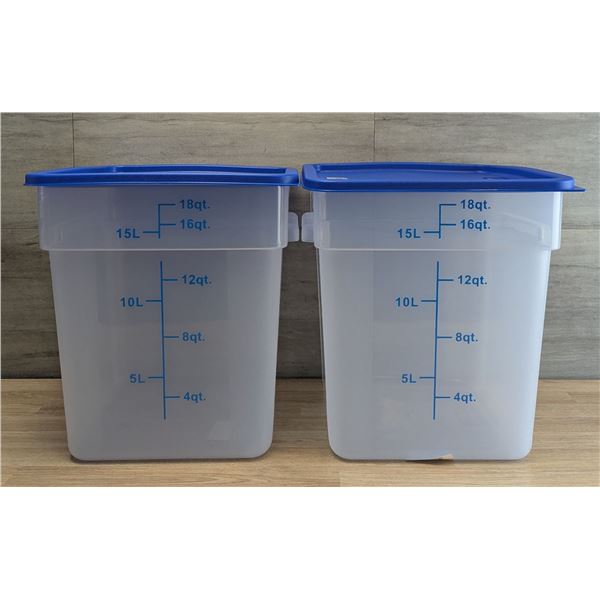 18qt Translucent Food Storage Bins W/Blue Lids - Lot of 2