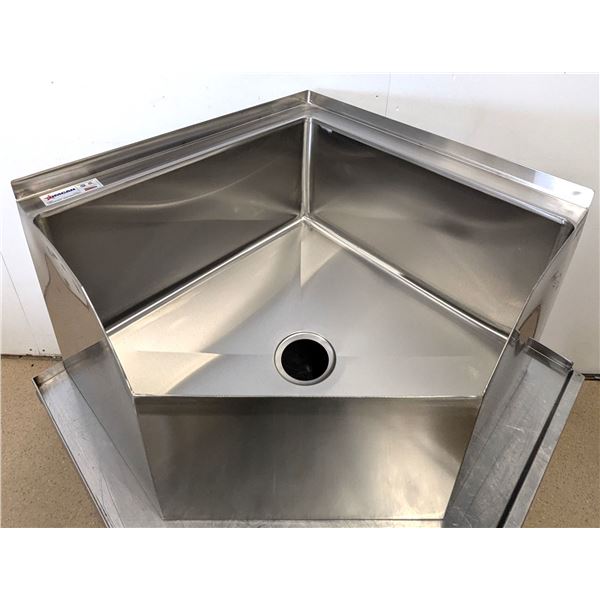 26.5" x 26.5" x 16" Stainless Corner Mop Sink w/ Drain Basket, Omcan 47470