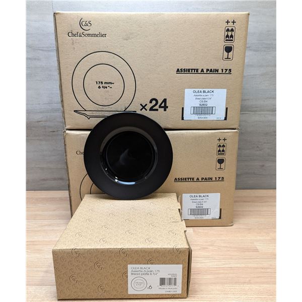 Olea 6.75" Black Bread Plates, Arcoroc S2602 - Lot of 48 (2 Cases)