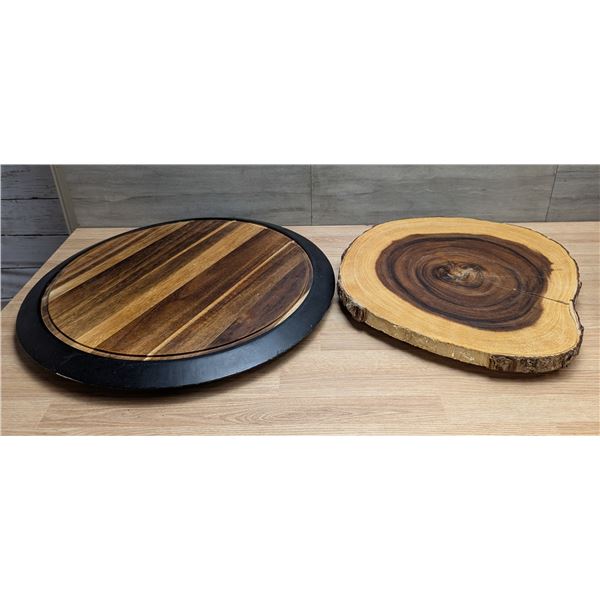 Wood Lazy Susan Turntables - Lot of 2pcs