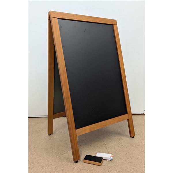 A-Frame Sidewalk Menu Chalkboard, Mahogany, Omcan 31396