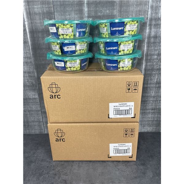 920ml Glass Round Keep N Boxes, Arcoroc P5523 - Lot of 18 (3 cases)