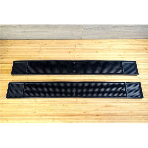 3 1/4" X 27" Black Bar Rail Spill Mats, Omcan 80365 - Lot of 2