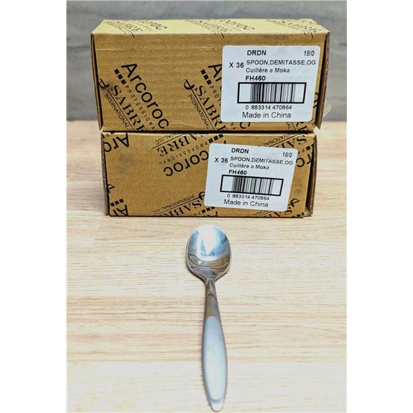 Arcoroc Sabre Demitasse Spoons, Arcoroc FH460 - Lot of 72 (2 Boxes)