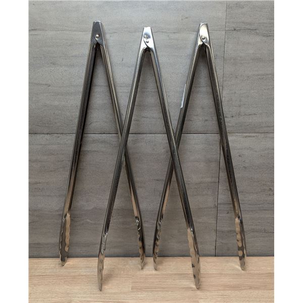 16" Stainless Steel Utility Tongs, Johnson Rose 3976 - Lot of 3