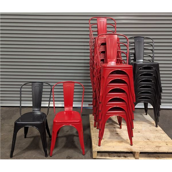 Red & Black Metal Chairs - Lot of 24pcs