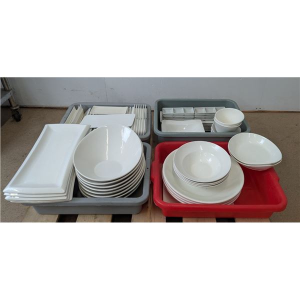 Assorted White Serving Plates, Platters & Bowls - Lot of 60pcs