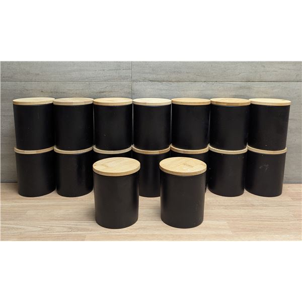 Black Glass Candle Jars W/Lids - Lot of 16