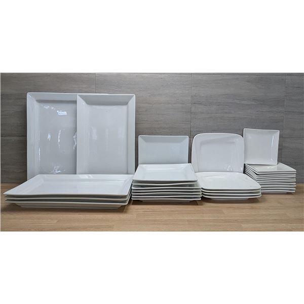 White Square & Rectangular Serving Platters & Plates - Lot of 29pcs