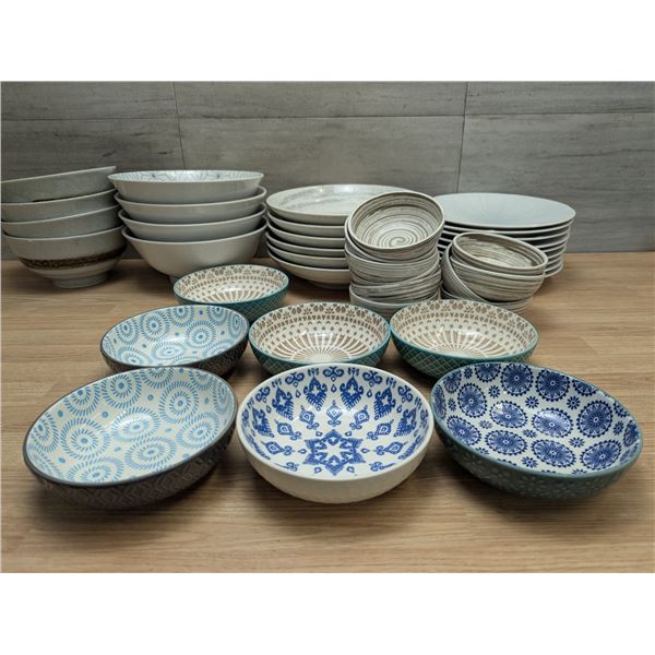 Assorted Ceramic Bowls & Plates - Lot of Approx. 40pcs