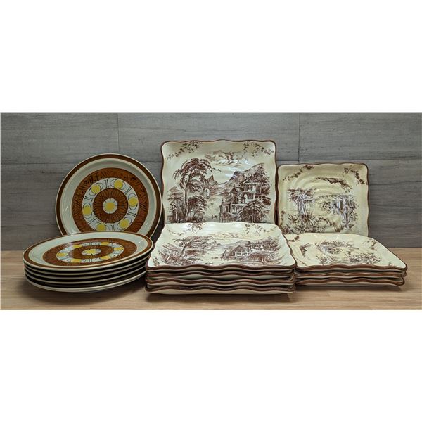 Topaz Round Plates & Toile Square Plates - Lot of 15pcs