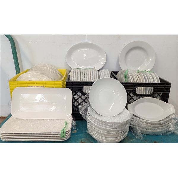Assorted White Plates, Bowls & Gratin Dishes - Lot of Approx. 60pcs
