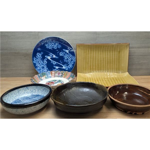 Japanese Ceramic Serving Platters & Bowls - Lot of 7pcs | FT2/FD13