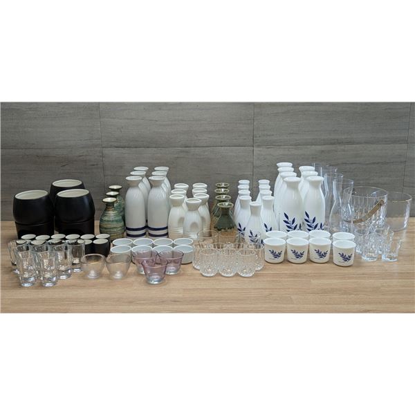 Assorted Sake Bottles, Cups & Glasses - Lot of Approx. 60pcs | ML3-1/FD24