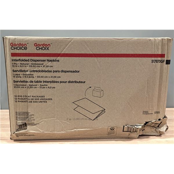 Cordon Choice  517870GF Interfolded Dispenser Napkins, 500cnt - Lot of 12 (1 Case )